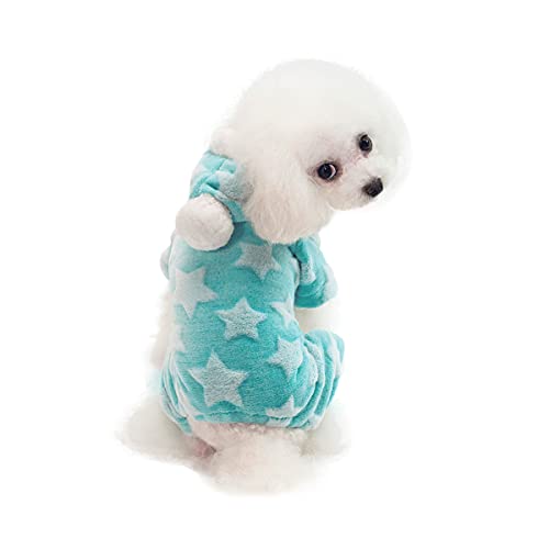 Barrageon Pet Winter Pajamas Dog Puppy Coats Flannel Warm Hoodies Jumpsuit Jacket Soft Small Cute (Green-L) von SUPTMAX