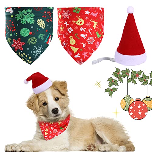 Hunde Bandana,Hundehalstuch Große Hunde,Hunde Christmas Bandana,mit Weihnachtsmütze,Waschbarer Hund Lätzchen,Katzen und Hunde Christmas Party Christmas,Christmas Haustier Kostüm Zubehör Dekoration von SUPTMAX