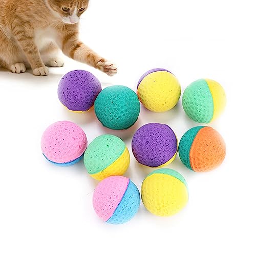 SUPYINI Weich Katzen, Kleine Glocke, 15 X 12 X 7 cm, 10-teiliges Set, Buntes Haustier-Katzen-Kätzchen-Spielspielzeug, Latexbälle von SUPYINI