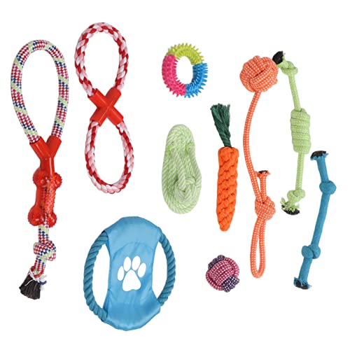 10 Stück Hunde-Kauseil-Spielzeug, Baumwollseil, Hundespielzeug, Buntes Hundereinigungs-Kauspielzeug, Interaktives Hunde-Schleppspielzeug für Welpen, Kleine und Mittelgroße Hunde von SUREH