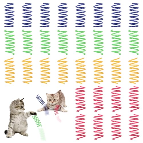 32 Stück Cat Spring Spielzeug 4 Farbe katzenspielzeug Spirale, Lustige Spiralen, Interaktives katzenspielzeug, Intelligenzspielzeug für Katzen, Kleine Spirale Katze Lindert Langeweile zu Hause von SUWIWKKOA