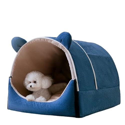 SUYGGCK Haustierzwinger Abnehmbarer Und Waschbarer Halbschloss Haustier House Großer Raum Warmes Und Komfortables Hundezwingerkatze House-Blue,XL von SUYGGCK