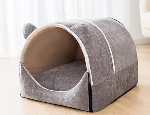 SUYGGCK Haustierzwinger Abnehmbarer Und Waschbarer Halbschloss Haustier House Großer Raum Warmes Und Komfortables Hundezwingerkatze House-Gray,XL von SUYGGCK