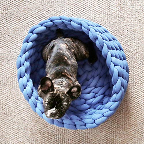 SUYGGCK Haustierzwinger Handgestrickter Zwinger Waschbarer Farbe Weicher Zwinger Für Kleine Hunde Und Katzen-Blue,M von SUYGGCK