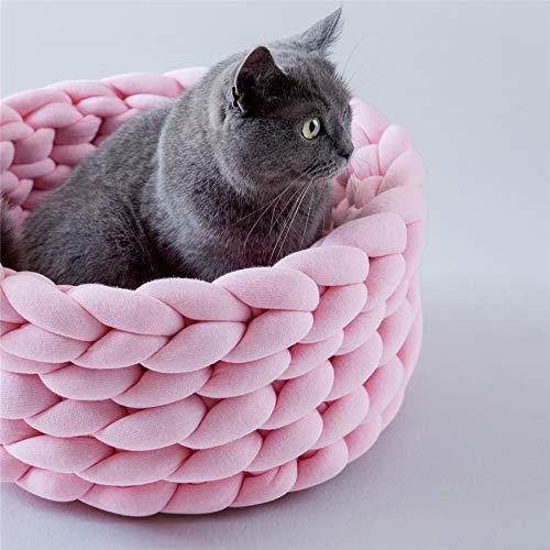 SUYGGCK Haustierzwinger Handgestrickter Zwinger Waschbarer Farbe Weicher Zwinger Für Kleine Hunde Und Katzen-Pink,XXL von SUYGGCK