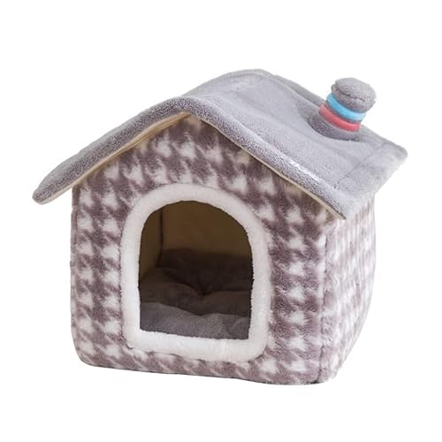 SUYGGCK Haustierzwinger Hound Tooth Pet House Abnehmbar Und Waschbares, Warmes Haustierhaus Für Kleine Hunde Und Katzen Geeignet-Gray,M von SUYGGCK