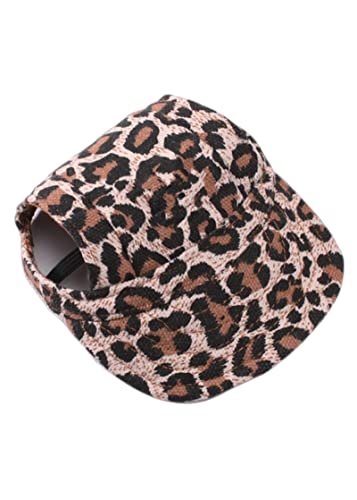 SUYGGCK Hunde-Baseballkappe Haustier Hundehut Zubehör Hunde Baseballkappe Welpen Fellpflege Dress Up Hut Haustiere Hunde Outdoor Hut Kopfbedeckung Lässig Niedlich Hund mit Hut-Leopard, M von SUYGGCK