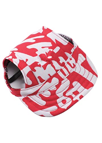 SUYGGCK Hunde-Baseballkappe Haustier Hundehut Zubehör Hunde Baseballkappe Welpen Fellpflege Dress Up Hut Haustiere Hunde Outdoor Hut Kopfbedeckung Lässig Niedlich Hund mit Hut-roten Buchstaben, L von SUYGGCK