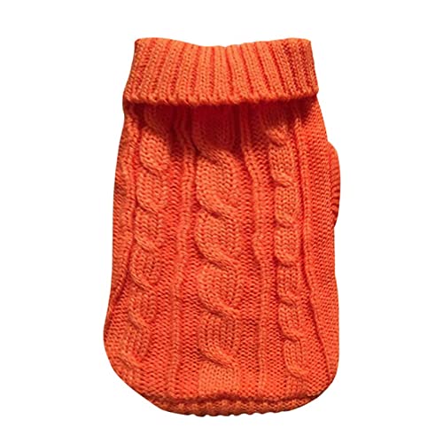 SUYGGCK Hundekleidung Haustier -Hund Pullover Winter Haustier Kleidung Für Kleine Hunde Warmes Pullovermantel Outfit Für Katzen Kleidung Wollwolle Hunde T -Shirt Jacke-Orange,L von SUYGGCK