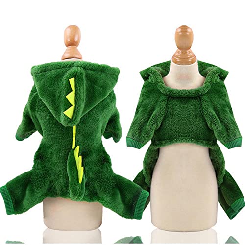 SUYGGCK Hundekleidung Haustier Hund Pyjamas Kleidung Weicher Warmer Hunde Overalls Kleidung Für Kleine Hunde Welpen Katzen Kostüm Mantel-Green Dinosaur,L 3.5-4.5Kg von SUYGGCK