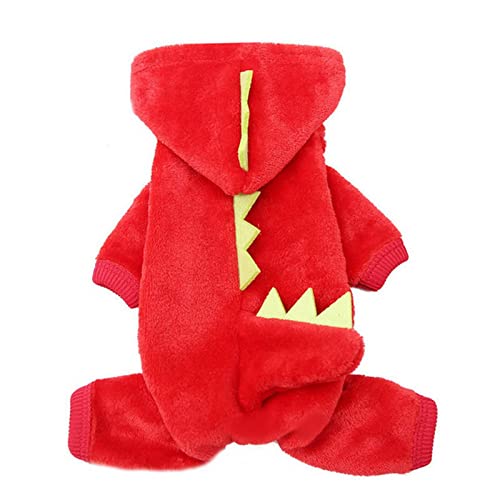 SUYGGCK Hundekleidung Haustier Hund Pyjamas Kleidung Weicher Warmer Hunde Overalls Kleidung Für Kleine Hunde Welpen Katzen Kostüm Mantel-Red Dinosaur,L 3.5-4.5Kg von SUYGGCK