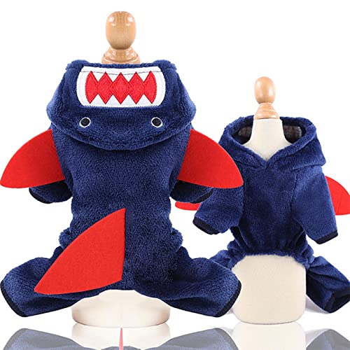 SUYGGCK Hundekleidung Haustier Hund Pyjamas Kleidung Weicher Warmer Hunde Overalls Kleidung Für Kleine Hunde Welpen Katzen Kostüm Mantel-Shark,S 1.5-2.5Kg von SUYGGCK