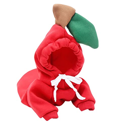 SUYGGCK Hundekleidung Haustierkleidung Hunde Kapuze -Sweatshirt Frucht Warmes Mantel Pullover Kaltes Wetter Kostüm Für Welpen Kleine Mittelgroßen Großen Hundekatze Kleidung-Red,L von SUYGGCK