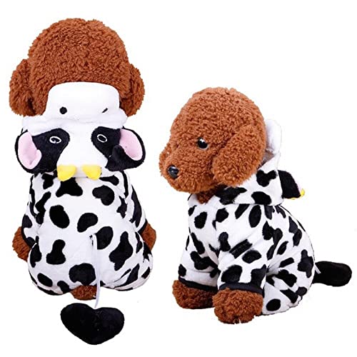 SUYGGCK Hundekleidung Haustierkleidung Weiche Warme Hunde Overall Kleidung Für Kleine Hunde Welpe Katzen Kleidung-Cows,XL von SUYGGCK