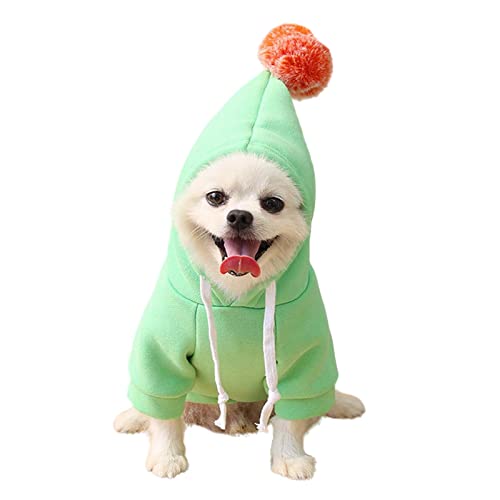 SUYGGCK Hundekleidung Hundekleidung Für Kleine Hunde Hoodies Warm Fleece Haustier Kleidung Welpe Katzen Kostümmanteljacke Anzug-Green-1,L von SUYGGCK