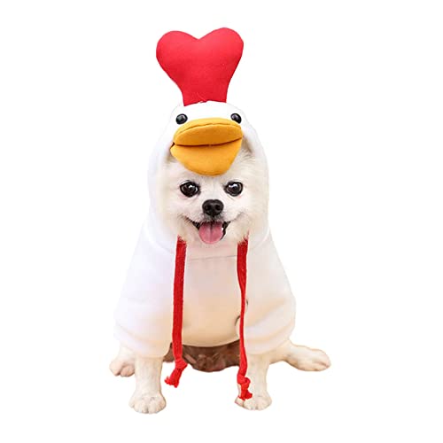 SUYGGCK Hundekleidung Hundekleidung Für Kleine Hunde Hoodies Warm Fleece Haustier Kleidung Welpe Katzen Kostümmanteljacke Anzug-White Duck,XL von SUYGGCK