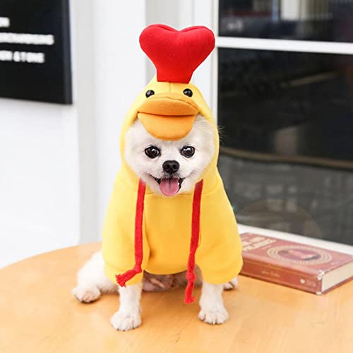 SUYGGCK Hundekleidung Hundekleidung Für Kleine Hunde Hoodies Warm Fleece Haustier Kleidung Welpe Katzen Kostümmanteljacke Anzug-Yellow Duck-1,L von SUYGGCK