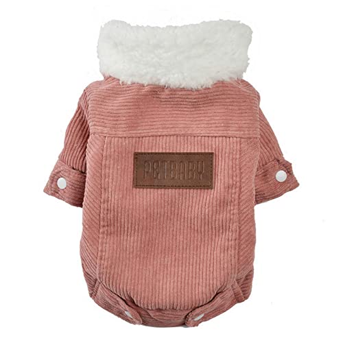 SUYGGCK Hundekleidung Hundekleidung Herbst Winter Welpe Haustier Hundemanteljacke Für Kleine Mittelgroße Hunde Verdicken Warme Kleidung Haustiere Kleidung-Pink,XL von SUYGGCK