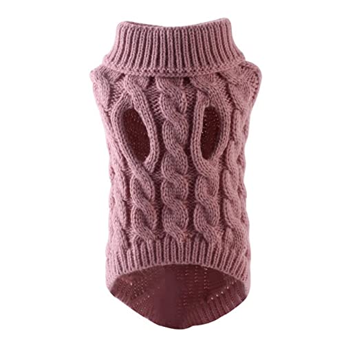 SUYGGCK Hundekleidung Hundepullover Für Kleine Hunde Winter Warme Hundekleidung Rollkragenpullover Stricktier Kleidung Welpe Katze Pullover Weste Mantel-Dark Pink,XL von SUYGGCK