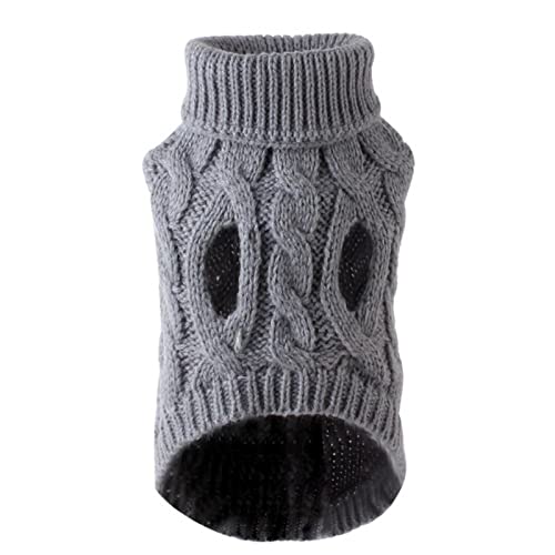 SUYGGCK Hundekleidung Hundepullover Für Kleine Hunde Winter Warme Hundekleidung Rollkragenpullover Stricktier Kleidung Welpe Katze Pullover Weste Mantel-Gray,L von SUYGGCK