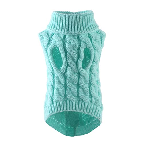 SUYGGCK Hundekleidung Hundepullover Für Kleine Hunde Winter Warme Hundekleidung Rollkragenpullover Stricktier Kleidung Welpe Katze Pullover Weste Mantel-Light Blue,S von SUYGGCK