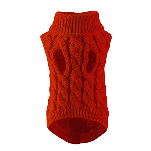 SUYGGCK Hundekleidung Hundepullover Für Kleine Hunde Winter Warme Hundekleidung Rollkragenpullover Stricktier Kleidung Welpe Katze Pullover Weste Mantel-Red,M von SUYGGCK