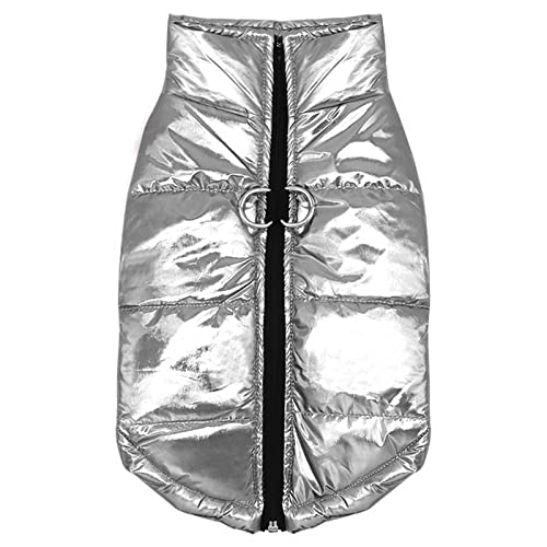 SUYGGCK Hundekleidung Kleidung Für Kleine Hunde wasserdichte Hunde Kleidung Welpe Haustier Jacke Winter Warmes Weste Hundemantel Kleidung-Silver,M von SUYGGCK