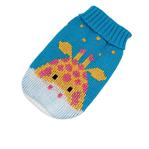 SUYGGCK Hundekleidung Warme Hundekleidung Für Kleine Mittelgroße Hunde Stricker Katzenpullover Haustier Kleidung Bulldogs Welpen Kostümmantel Winter Winter-Blue Giraffe,S von SUYGGCK