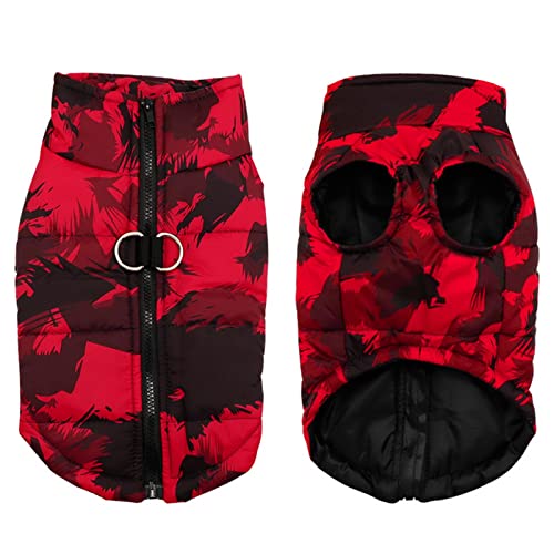 SUYGGCK Hundekleidung Winter Haustierhundkleidung Haustier Warme Jacke Mantel Wasserdichtes Hund Kleidungs Outfit Weste Für Kleine Mittelgroße Große Hunde-Red,3XL von SUYGGCK