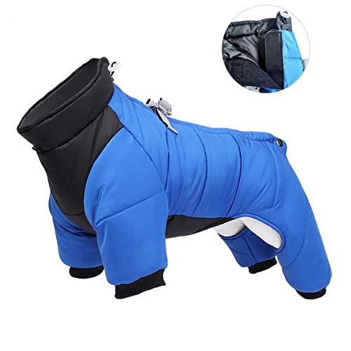 SUYGGCK Hundekleidung Winter Warm Dicker Haustierhundjacke wasserdichte Hundekleidung Für Kleine Mittelgroße Hunde Welpenmantelkleidung-Hook Loop Blue,XL von SUYGGCK