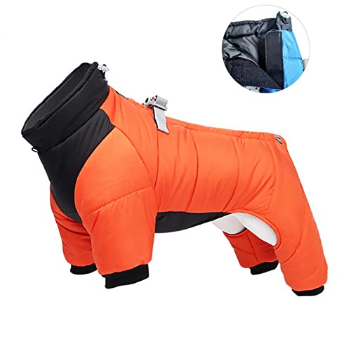 SUYGGCK Hundekleidung Winter Warm Dicker Haustierhundjacke wasserdichte Hundekleidung Für Kleine Mittelgroße Hunde Welpenmantelkleidung-Hook Loop Orange,L von SUYGGCK