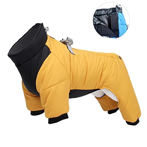 SUYGGCK Hundekleidung Winter Warm Dicker Haustierhundjacke wasserdichte Hundekleidung Für Kleine Mittelgroße Hunde Welpenmantelkleidung-Hook Loop Yellow,3XL von SUYGGCK