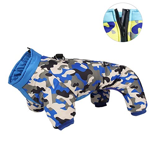 SUYGGCK Hundekleidung Winter Warm Dicker Haustierhundjacke wasserdichte Hundekleidung Für Kleine Mittelgroße Hunde Welpenmantelkleidung-Zipper Blue,M von SUYGGCK