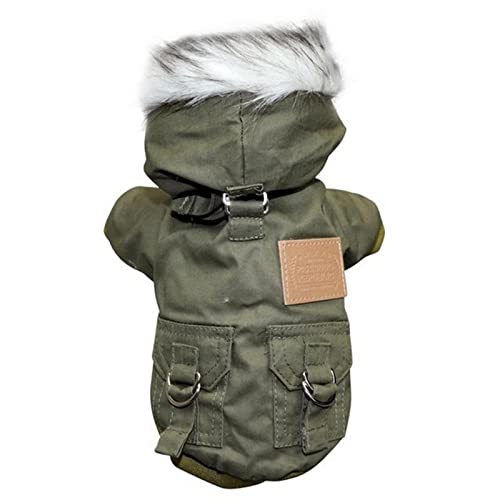 SUYGGCK Hundekleidung Winterhunde Kleidung Warmer Welpe Jacke Mantel Für Kleine Mittelhunde Kapuze Kleidung Hoodie Haustiere Kleidung Kleidung-Green,L von SUYGGCK