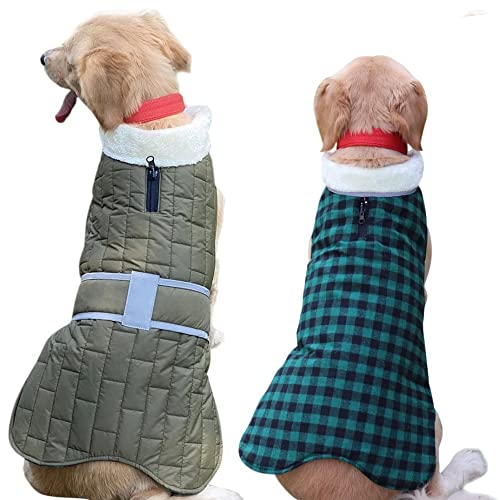 SUYGGCK Hundemantel Doppelseitig Tragbare Hundemantel wasserdichte Hundekleidung Warme Weihnachtshundkleidung Geeignet Für Mittelgroße Und Große Hunde-C,3XL von SUYGGCK