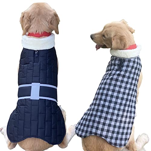 SUYGGCK Hundemantel Doppelseitig Tragbare Hundemantel wasserdichte Hundekleidung Warme Weihnachtshundkleidung Geeignet Für Mittelgroße Und Große Hunde-D,3XL von SUYGGCK