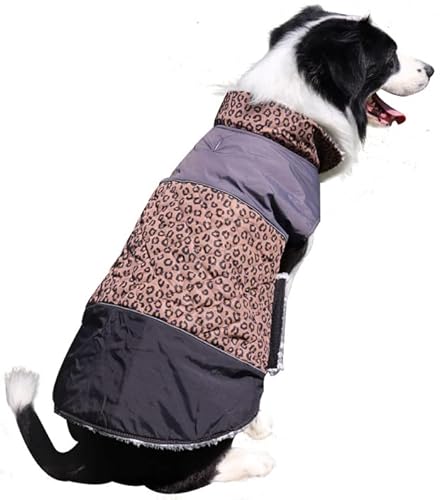 SUYGGCK Hundemantel Fashion Patchwork Doppelseitig Tragbarer Hundeweste Wasserdicht Eingedickte Hundekleidung Für Mittlere Und Große Hunde-Leopard,M von SUYGGCK