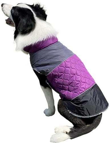 SUYGGCK Hundemantel Fashion Patchwork Doppelseitig Tragbarer Hundeweste Wasserdicht Eingedickte Hundekleidung Für Mittlere Und Große Hunde-Purple,3XL von SUYGGCK