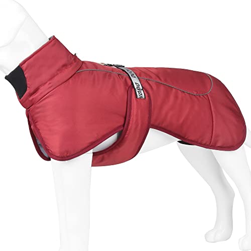 SUYGGCK Hundemantel Herbst- Und Winterdickte Warme Hundekleidung Mit Anpassungsschnalle-Wine Red,XXL von SUYGGCK