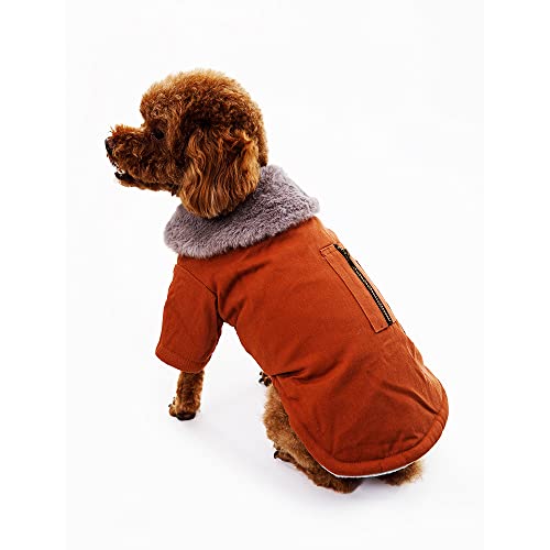 SUYGGCK Hundemantel Herbst- Und Winterfleece Und Dicke Hundekleidung Für Pommerianische VIP Teddy Bichon Dog Geeignet-Brick Red,L von SUYGGCK