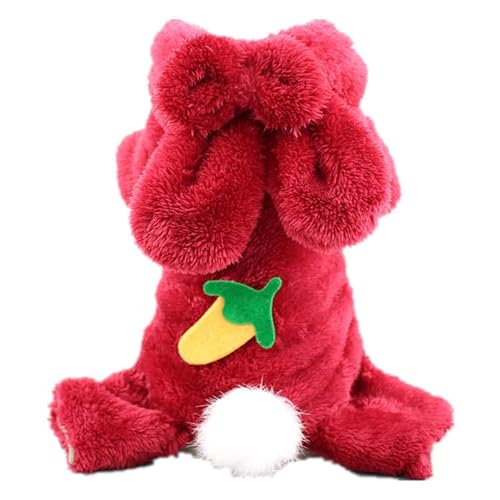 SUYGGCK Hundemantel Mode Bunny Form Haustier Kleidung Warm Koralle Vlies Hundekleidung Für Kleine Hunde-Red,M von SUYGGCK