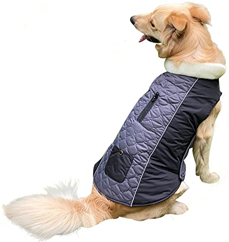 SUYGGCK Hundemantel Mode Doppelseitige, Tragbare Hundeweste Wasserdes Warme Hundebuchkleidung Geeignet Für Mittelgroße Und Große Hunde-Dark Gray,XL von SUYGGCK