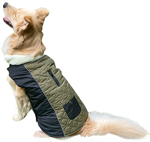 SUYGGCK Hundemantel Mode Doppelseitige, Tragbare Hundeweste Wasserdes Warme Hundebuchkleidung Geeignet Für Mittelgroße Und Große Hunde-Green,3XL von SUYGGCK