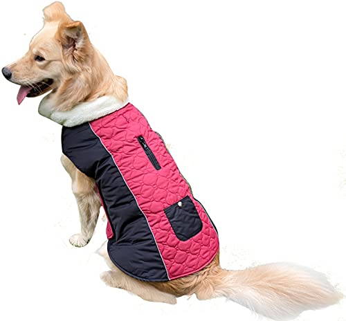 SUYGGCK Hundemantel Mode Doppelseitige, Tragbare Hundeweste Wasserdes Warme Hundebuchkleidung Geeignet Für Mittelgroße Und Große Hunde-Wine Red,3XL von SUYGGCK