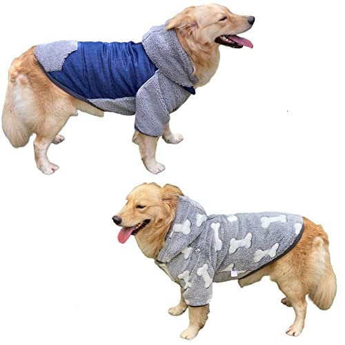 SUYGGCK Hundemantel Mode Fleece Verdickte Hundekleidung Mit Kapuze, Doppelseitig Tragbare Warme Hundekleidung, Die Für Mittelgroße Und Große Hunde Geeignet Ist-A,L von SUYGGCK