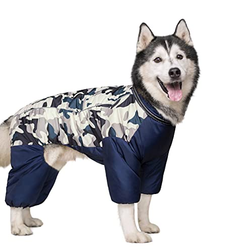 SUYGGCK Hundemantel Mode Hunde Baumwollmantel Winter Vlies Verdickte Vierbeinige Warme Mantel, Die Für Große Und Mittelgroße Hunde Geeignet Sind-Navy Blue,20 von SUYGGCK