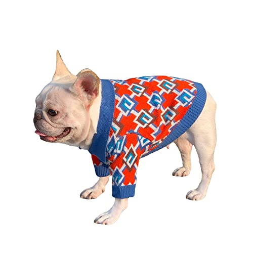 SUYGGCK Hundemantel Mode Rot Und Blau Kariertes Haustierpullover Für Katzen Und Kleine Hunde Geeignet-Blue Red,M von SUYGGCK