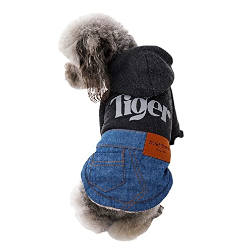 SUYGGCK Hundemantel Mode Vlies Kapuze Hundekleidung Herbst Winter Warm Hundekleidung Für Kleine Hunde-Dark Gray,L von SUYGGCK