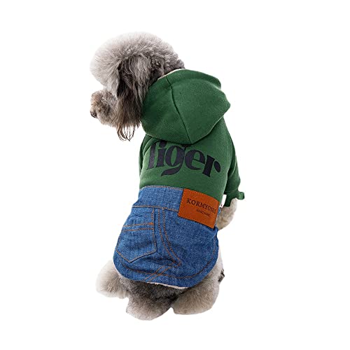 SUYGGCK Hundemantel Mode Vlies Kapuze Hundekleidung Herbst Winter Warm Hundekleidung Für Kleine Hunde-Green,S von SUYGGCK