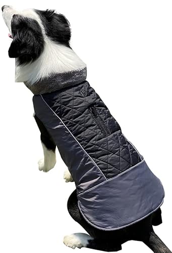 SUYGGCK Hundemantel Modestichfarbe Doppelseitige Tragbare Hundeweste Herbst Und Winter Warmes Wasserdichtes Hundekleidung-Black,3XL von SUYGGCK